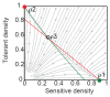 An illustration of the vectorial field of forces and the phase-phase analysis for bistable conditions