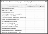 Table 3. Use of measures of injury and disability in phases of recovery from TBI.