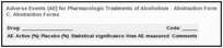 Adverse Events (AE) for Pharmacologic Treatments of Alcoholism - Abstraction Form Project 6919-105 Appendix C. Abstraction Forms.