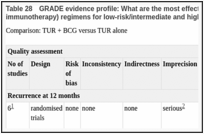 Table 28. GRADE evidence profile: What are the most effective adjuvant intravesical therapy (chemotherapy or immunotherapy) regimens for low-risk/intermediate and high-risk non-muscle-invasive bladder cancer?