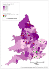 Figure 20. Mortality from bladder cancer (ICD-10 code C67) in women, age-standardised rate per 100,000, Clinical Commissioning Groups (England) and Health Boards (Wales) 2008-2012.