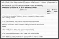 AHRQ Task Order: Diagnosis and Treatment of Parkinson's Disease: A Systematic Review of the Literature.