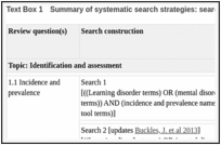 Text Box 1. Summary of systematic search strategies: search strategy construction.