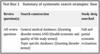 Text Box 1. Summary of systematic search strategies: Search strategy construction.