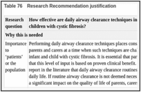 Table 76. Research Recommendation justification.