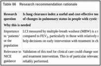 Table 66. Research recommendation rationale.