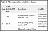Table 1. The stages of chronic kidney disease.