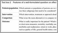 Text box 2. Features of a well-formulated question on effectiveness intervention – the PICO guide.