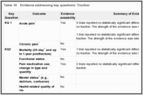 Table 19. Evidence addressing key questions: Traction.