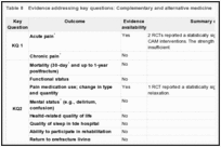 Table 8. Evidence addressing key questions: Complementary and alternative medicine.