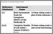 Instruments for Evaluating Caregiver Burden.