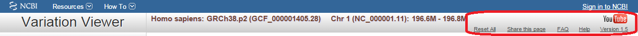 Variation Viewer header links