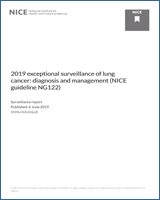 Cover of 2019 exceptional surveillance of lung cancer: diagnosis and management (NICE guideline NG122)