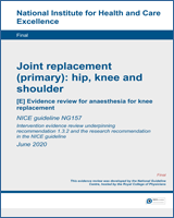 Cover of Evidence review for anaesthesia for knee replacement