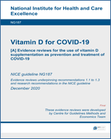 Cover of Evidence reviews for the use of vitamin D supplementation as prevention and treatment of COVID-19