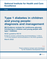 Cover of Evidence reviews for continuous glucose monitoring in children and young people with type 1 diabetes