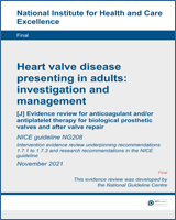 Cover of Evidence review for anticoagulant and/or antiplatelet therapy for biological prosthetic valves and after valve repair