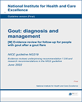 Cover of Evidence review for follow-up for people with gout after a gout flare
