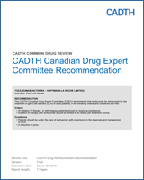Cover of CADTH Canadian Drug Expert Committee Recommendation: Tocilizumab (Actemra – Hoffmann-La Roche Limited)