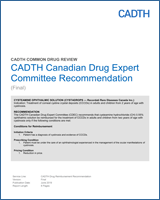 Cover of CADTH Canadian Drug Expert Committee Recommendation: Cysteamine Ophthalmic Solution (Cystadrops — Recordati Rare Diseases Canada Inc.)